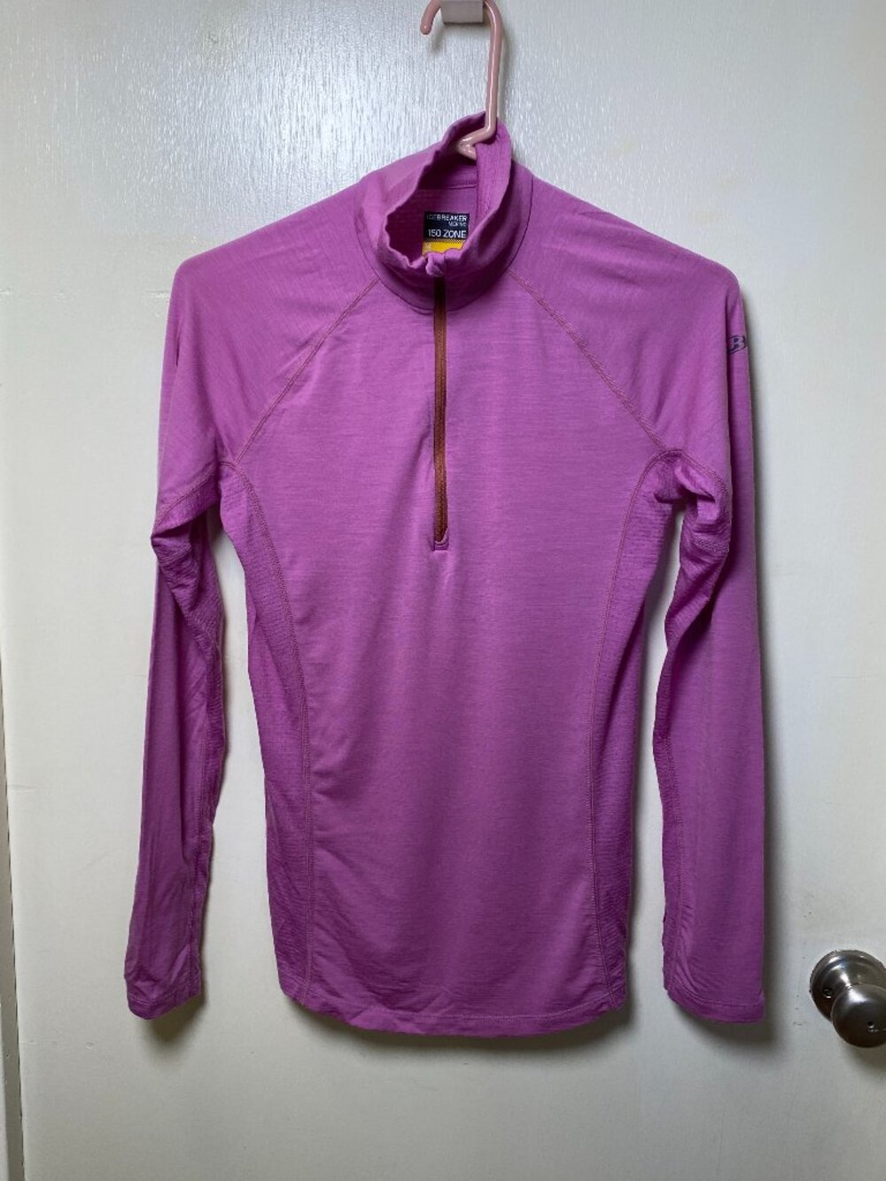Icebreaker Merino 150 Zone Women's Quarter Zip Base Layer Top Lavender Size M